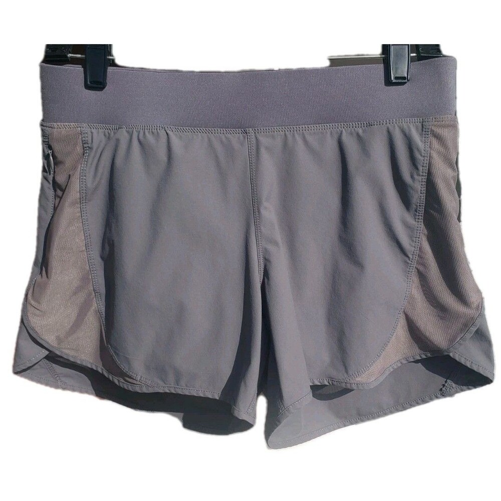 Hylete Radius Lined Athletic Shorts Women Sz Small Gray Zip Pockets Running Gym